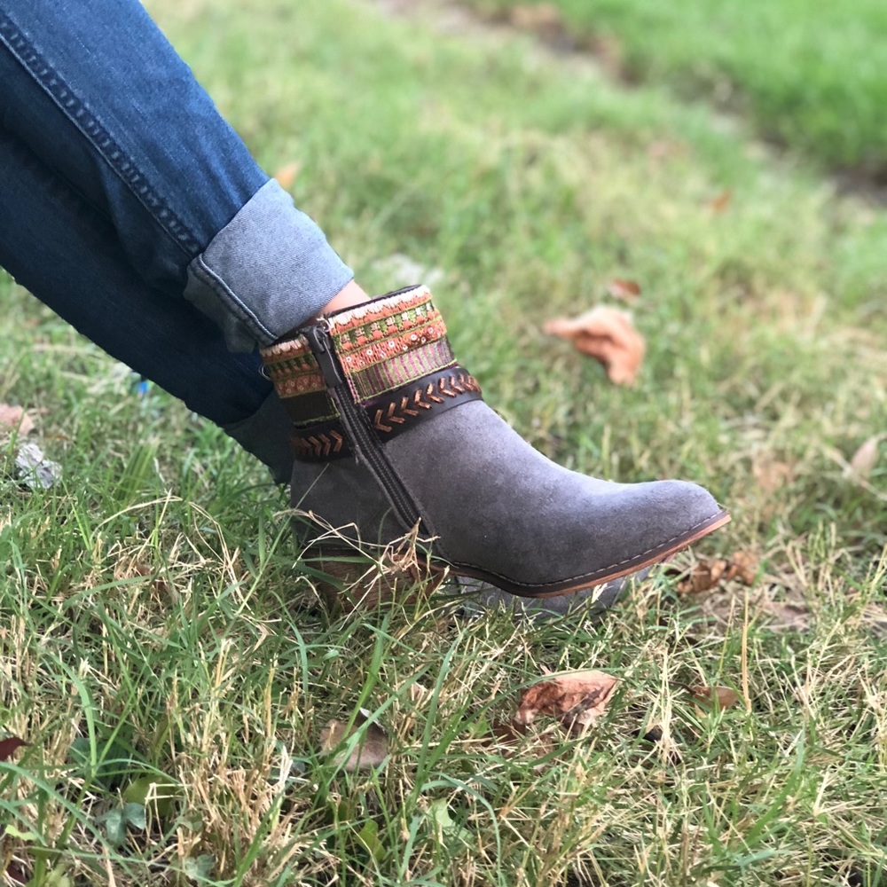 GREY FAUX SUEDE BOOTS - Picture 7 of 8